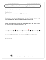Addition and Subtraction of Integers Worksheets